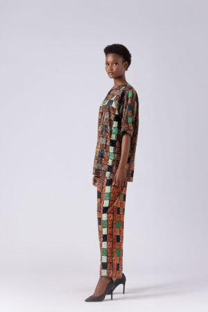 LISA FOLAWIYO Hand Embellished Checkered Trousers