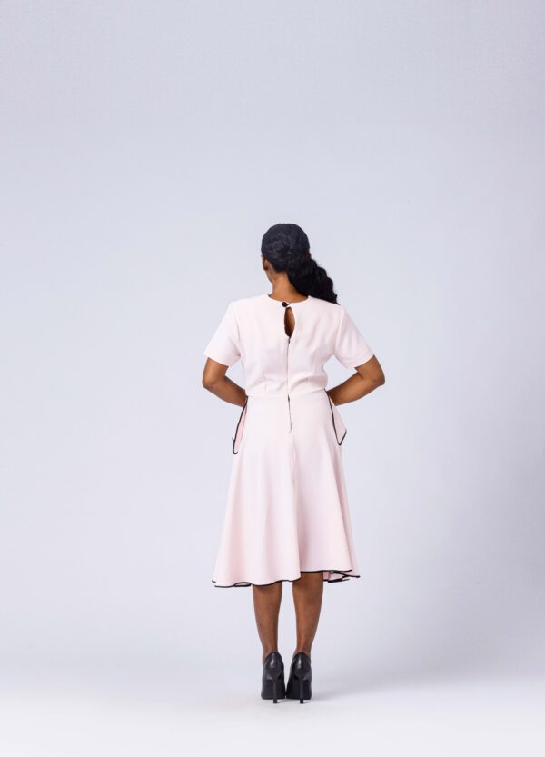 GOZEL GREEN TRIM FLARE  DRESS - Image 3